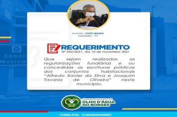 Requerimento 042/2021 - Vereador João Maria - PT