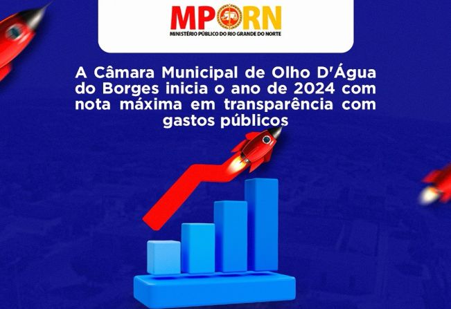 A Câmara de Olho d’Água do Borges atingiu nota máxima estabelecida pelo Ministério Público em relação à transparência!