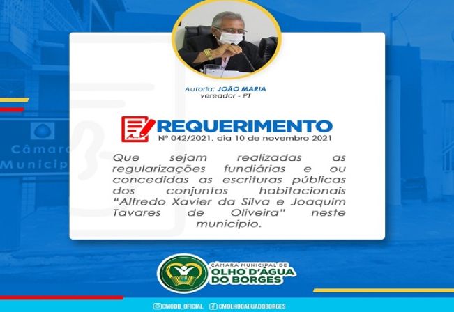 Requerimento 042/2021 - Vereador João Maria - PT